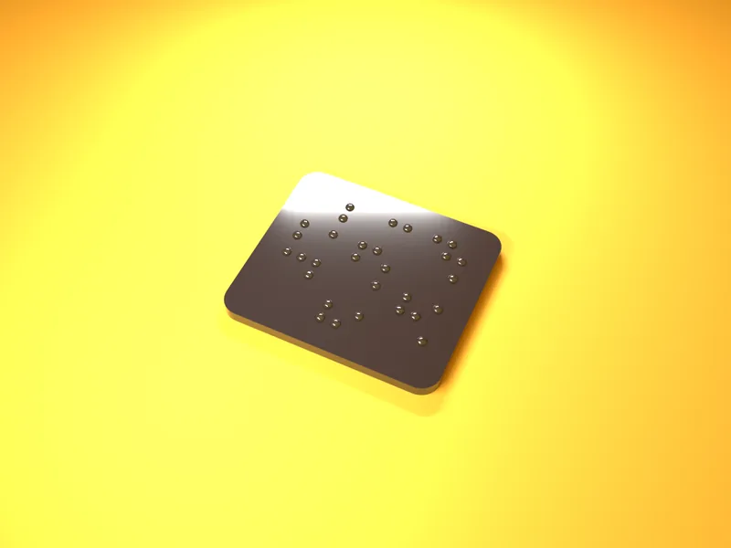 Render of the braille plate for the cup, one of the plates in the room